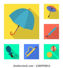 Vector design of protection and closed symbol. Set of protection and rainy stock vector illustration.