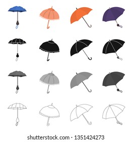 Vector design of protection and closed symbol. Collection of protection and rainy stock symbol for web.