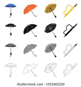 Vector design of protection and closed symbol. Set of protection and rainy vector icon for stock.