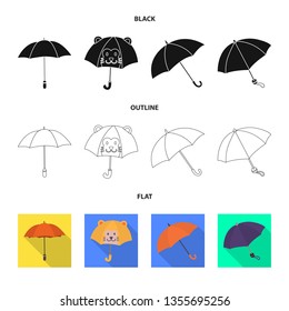 Vector design of protection and closed symbol. Set of protection and rainy vector icon for stock.