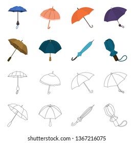 Vector design of protection and closed symbol. Set of protection and rainy stock symbol for web.