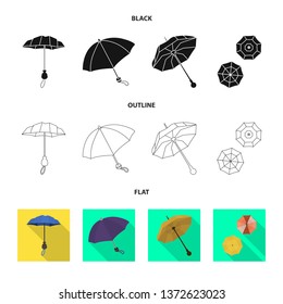 Vector design of protection and closed symbol. Set of protection and rainy stock vector illustration.