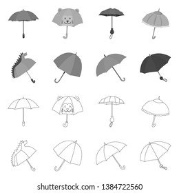 Vector design of protection and closed symbol. Collection of protection and rainy stock symbol for web.