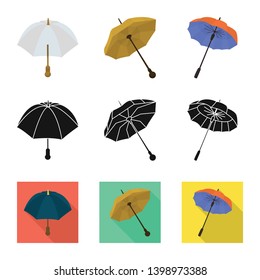 Vector design of protection and closed symbol. Set of protection and rainy stock symbol for web.