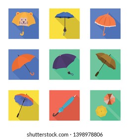Vector design of protection and closed symbol. Set of protection and rainy stock symbol for web.