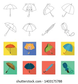 Vector design of protection and closed symbol. Set of protection and rainy vector icon for stock.
