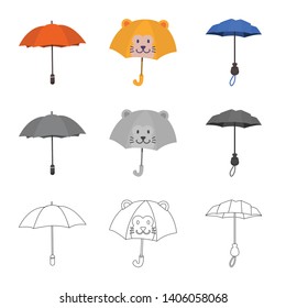 Vector design of protection and closed symbol. Set of protection and rainy vector icon for stock.