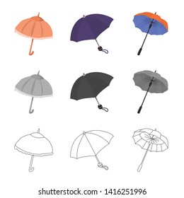 Vector design of protection and closed symbol. Collection of protection and rainy stock vector illustration.