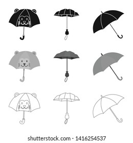 Vector design of protection and closed symbol. Set of protection and rainy vector icon for stock.