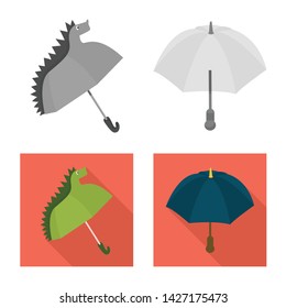 Vector design of protection and closed symbol. Set of protection and rainy vector icon for stock.