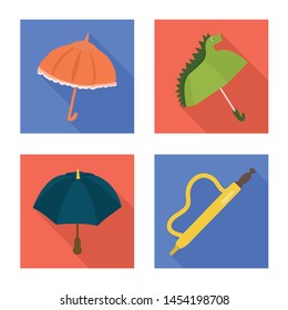 Vector design of protection and closed symbol. Set of protection and rainy vector icon for stock.