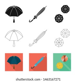 Vector design of protection and closed symbol. Set of protection and rainy vector icon for stock.