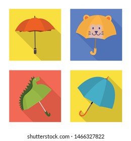 Vector design of protection and closed symbol. Collection of protection and rainy stock vector illustration.
