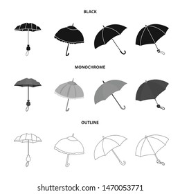 Vector design of protection and closed symbol. Collection of protection and rainy stock vector illustration.