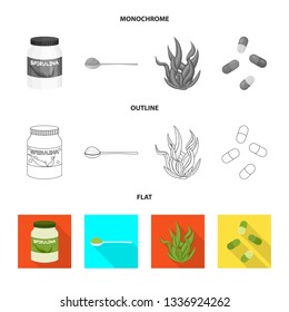 Vector design of protein and sea icon. Collection of protein and natural vector icon for stock.