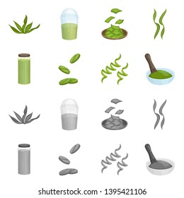Vector design of protein and sea icon. Set of protein and natural stock symbol for web.