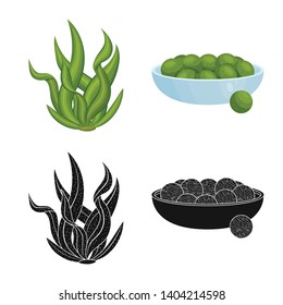 Vector design of protein and sea icon. Set of protein and natural vector icon for stock.