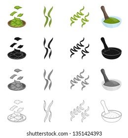 Vector design of protein and sea logo. Set of protein and natural stock vector illustration.