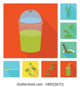 Vector design of protein and sea logo. Set of protein and natural stock symbol for web.