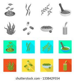 Vector design of protein and sea sign. Collection of protein and natural vector icon for stock.