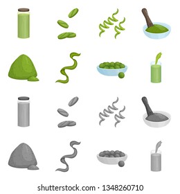 Vector design of protein and sea sign. Set of protein and natural stock vector illustration.