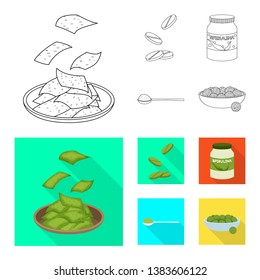 Vector design of protein and sea symbol. Collection of protein and natural stock symbol for web.