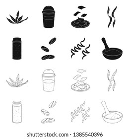 Vector design of protein and sea symbol. Set of protein and natural stock vector illustration.