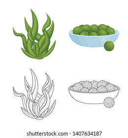 Vector design of protein and sea symbol. Collection of protein and natural vector icon for stock.