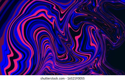 Vector design with psychedelic swirling lines. Memphis geometric style with virtual marble for banner, coner, poster, page. Abstract stripe cartoon paints. Vector illustration