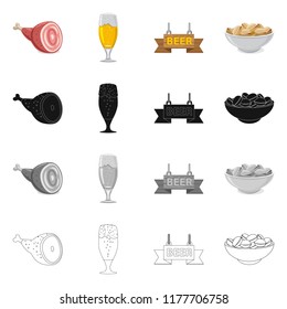 Vector design of pub and bar icon. Collection of pub and interior vector icon for stock.