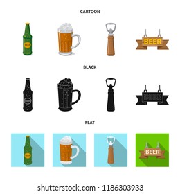 Vector design of pub and bar icon. Set of pub and interior vector icon for stock.