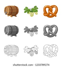 Vector design of pub and bar icon. Set of pub and interior stock vector illustration.