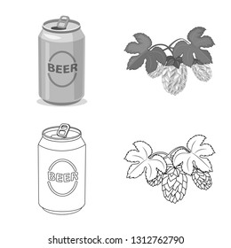 Vector design of pub and bar icon. Set of pub and interior stock symbol for web.