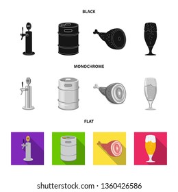 Vector design of pub and bar icon. Set of pub and interior vector icon for stock.