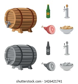 Vector design of pub and bar icon. Set of pub and interior vector icon for stock.