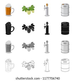 Vector design of pub and bar logo. Set of pub and interior stock vector illustration.