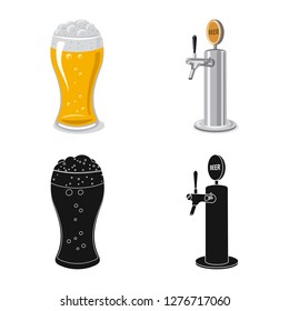 Vector design of pub and bar logo. Set of pub and interior stock symbol for web.