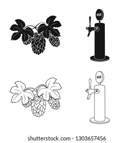 Vector design of pub and bar logo. Set of pub and interior stock vector illustration.