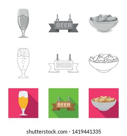 Vector design of pub and bar logo. Collection of pub and interior stock symbol for web.