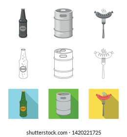 Vector design of pub and bar logo. Set of pub and interior stock symbol for web.