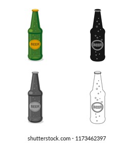 Vector design of pub and bar sign. Collection of pub and interior stock symbol for web.