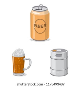 Vector design of pub and bar sign. Set of pub and interior stock vector illustration.