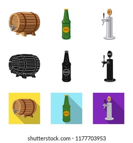 Vector design of pub and bar sign. Set of pub and interior stock symbol for web.
