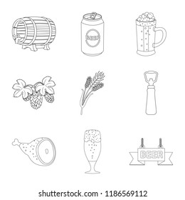 Vector design of pub and bar sign. Set of pub and interior stock symbol for web.