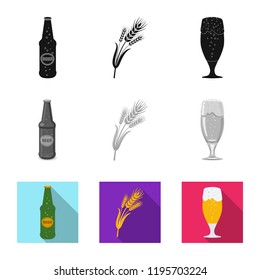 Vector design of pub and bar sign. Set of pub and interior stock symbol for web.