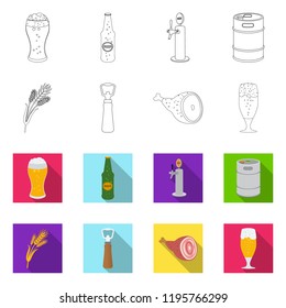 Vector design of pub and bar sign. Collection of pub and interior stock vector illustration.