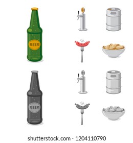 Vector design of pub and bar sign. Set of pub and interior vector icon for stock.