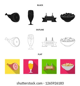 Vector design of pub and bar sign. Set of pub and interior stock symbol for web.