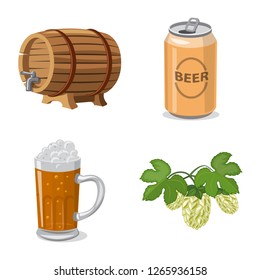 Vector design of pub and bar sign. Collection of pub and interior stock vector illustration.