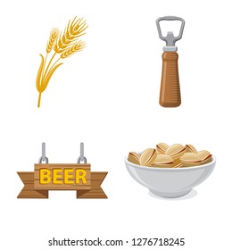 Vector design of pub and bar sign. Set of pub and interior vector icon for stock.